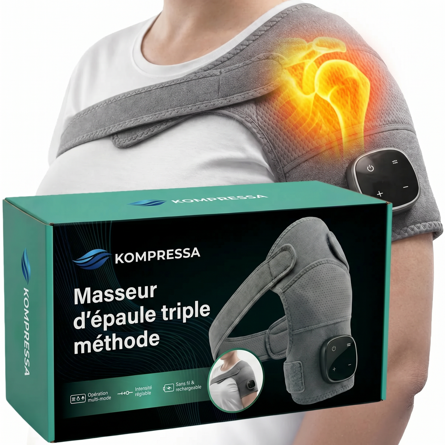 Masseur d'épaule Triple Méthode Kompressa
